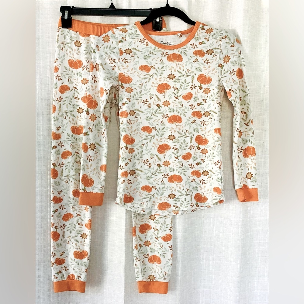 Jessica Simpson Orange and White Pumpkin Pajama Set